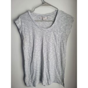 Ann Taylor LOFT Striped Black White Shirt Extra Small XS